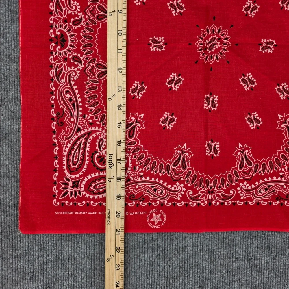 Vintage Wamcraft Red Paisley Bandana Made in USA RN 14193 Cotton Poly Scarf